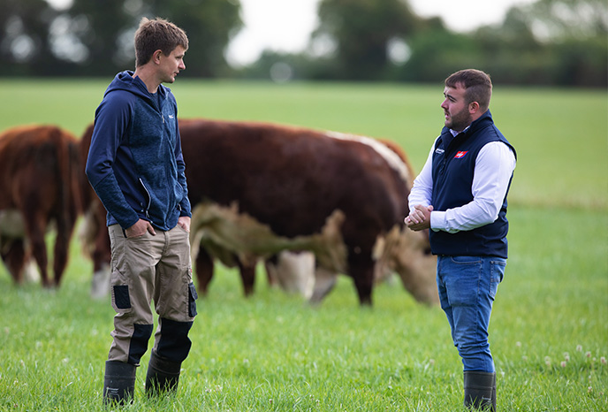 ABP representative talking to a farmer